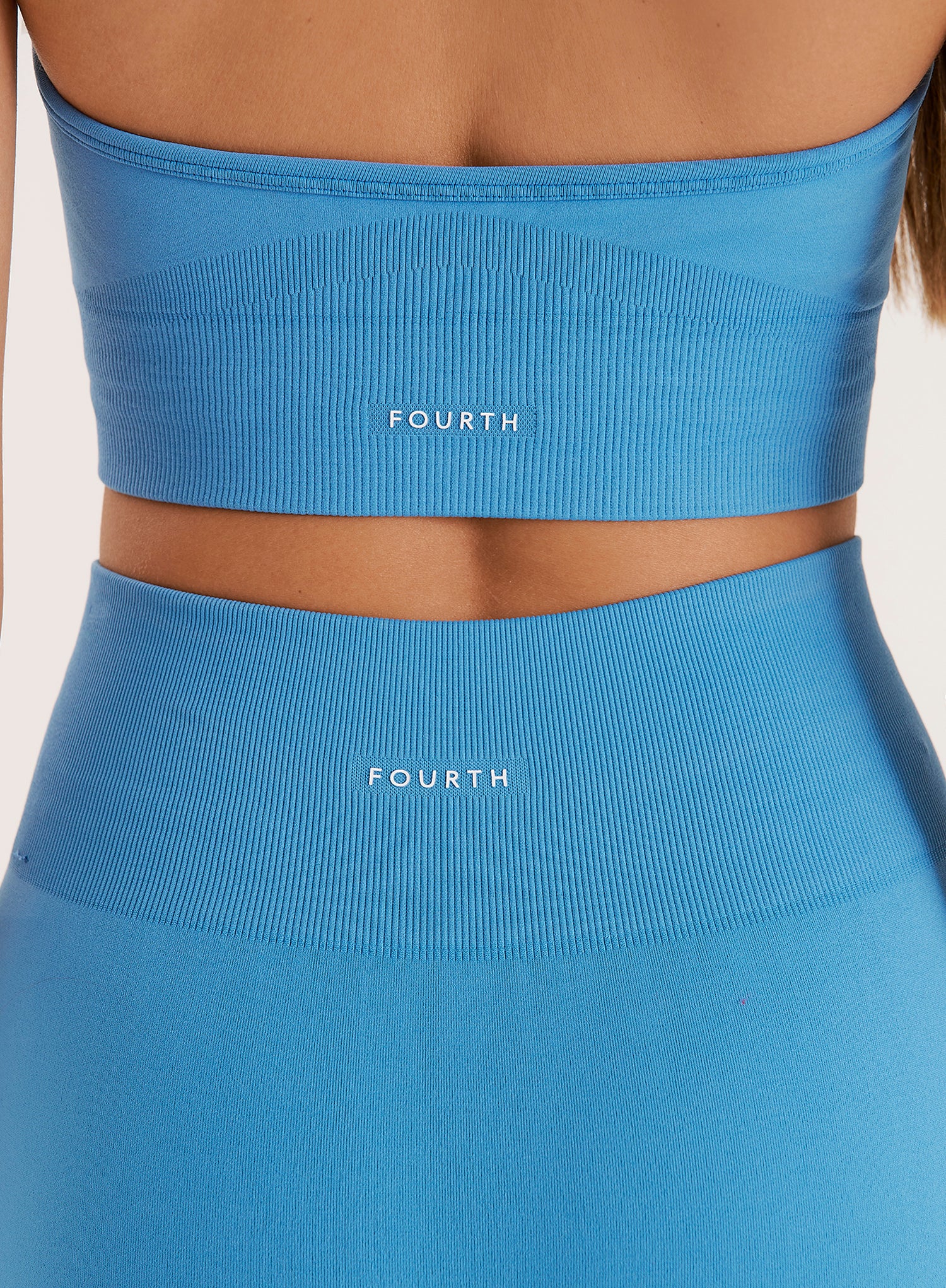 Blue Halter Neck Seamless Sports Bra